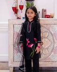 Black Chanderi Embroidery Hummingbird Kurta Set