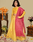 Buti Chanderi Mustard Lehenga