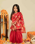 Crimson Red Sharara Set