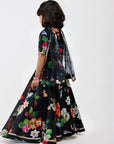 Black Floral Lehenga