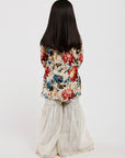 Model showing back side of Ivory Floral Sharara Set