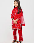Red Bird Printed Kurta Payjama