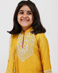 Mustard Chanderi Dori Hand Embroidered Kurta Set