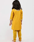 Mustard Chanderi Dori Hand Embroidered Kurta Set