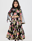 Black Floral Lehenga