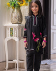 Black Chanderi Embroidery Hummingbird Kurta Set