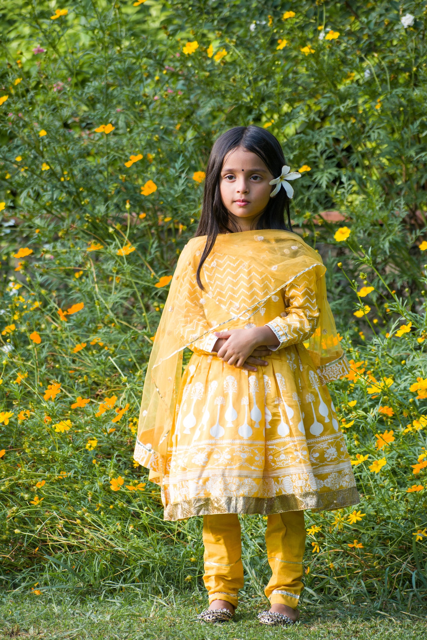 Midsummer Gold Hand Block Printed Chanderi Anarkal