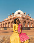 Buti Chanderi Mustard Lehenga