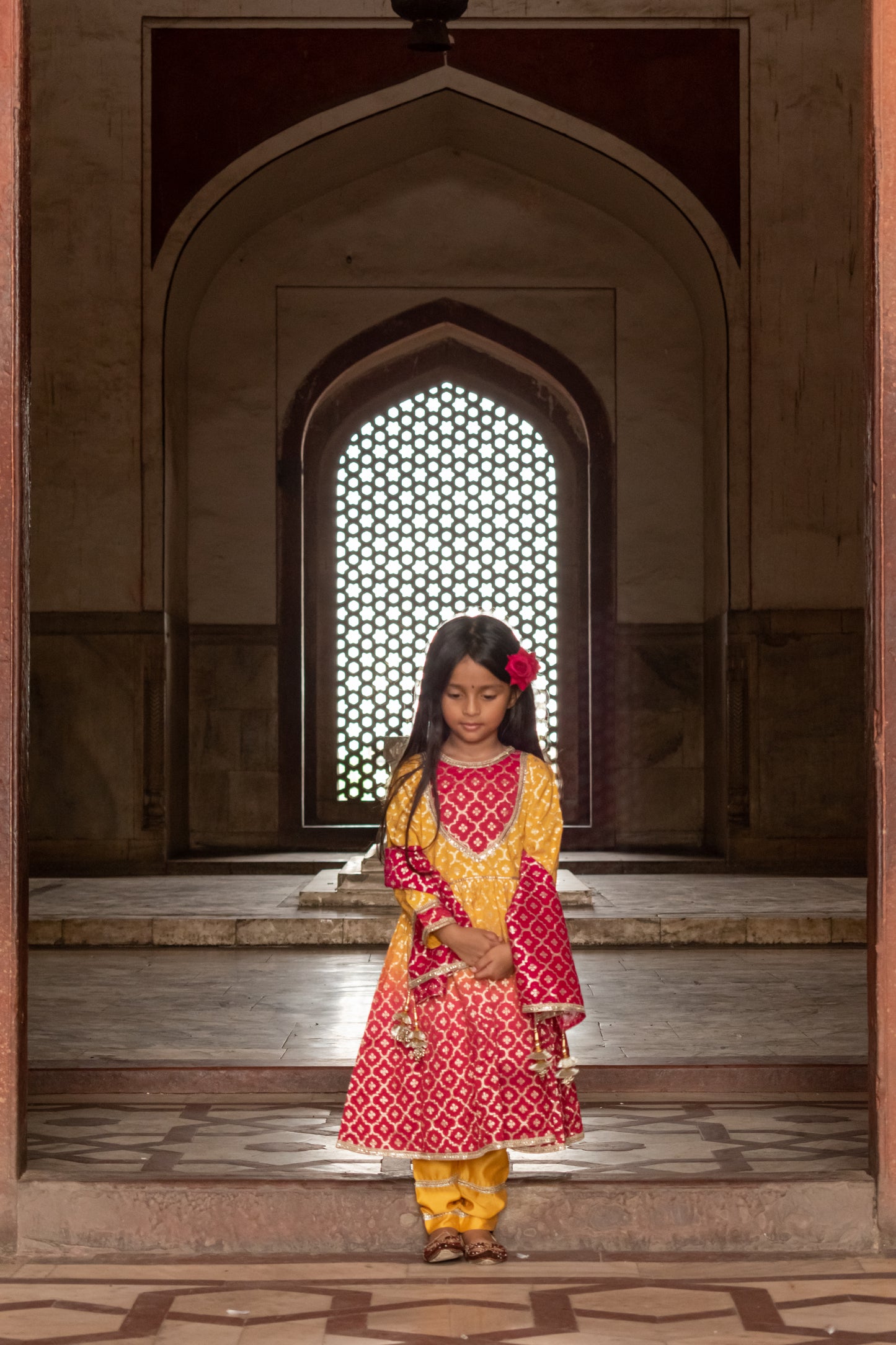 Ombre Mustard Anarkali