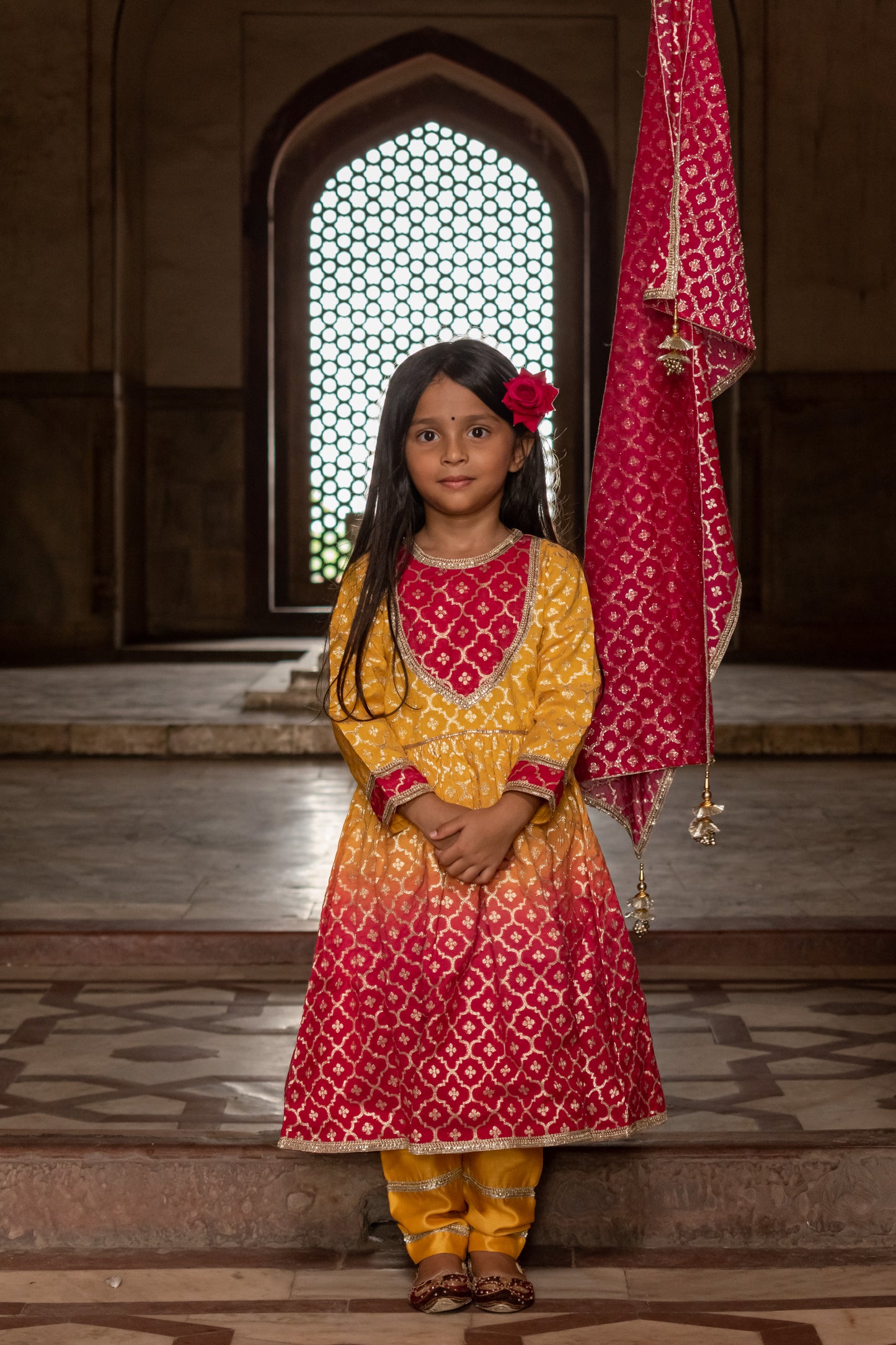 Ombre Mustard Anarkali