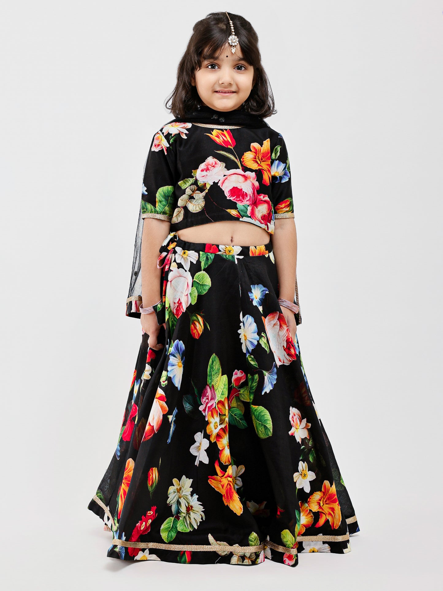 Black Floral Lehenga