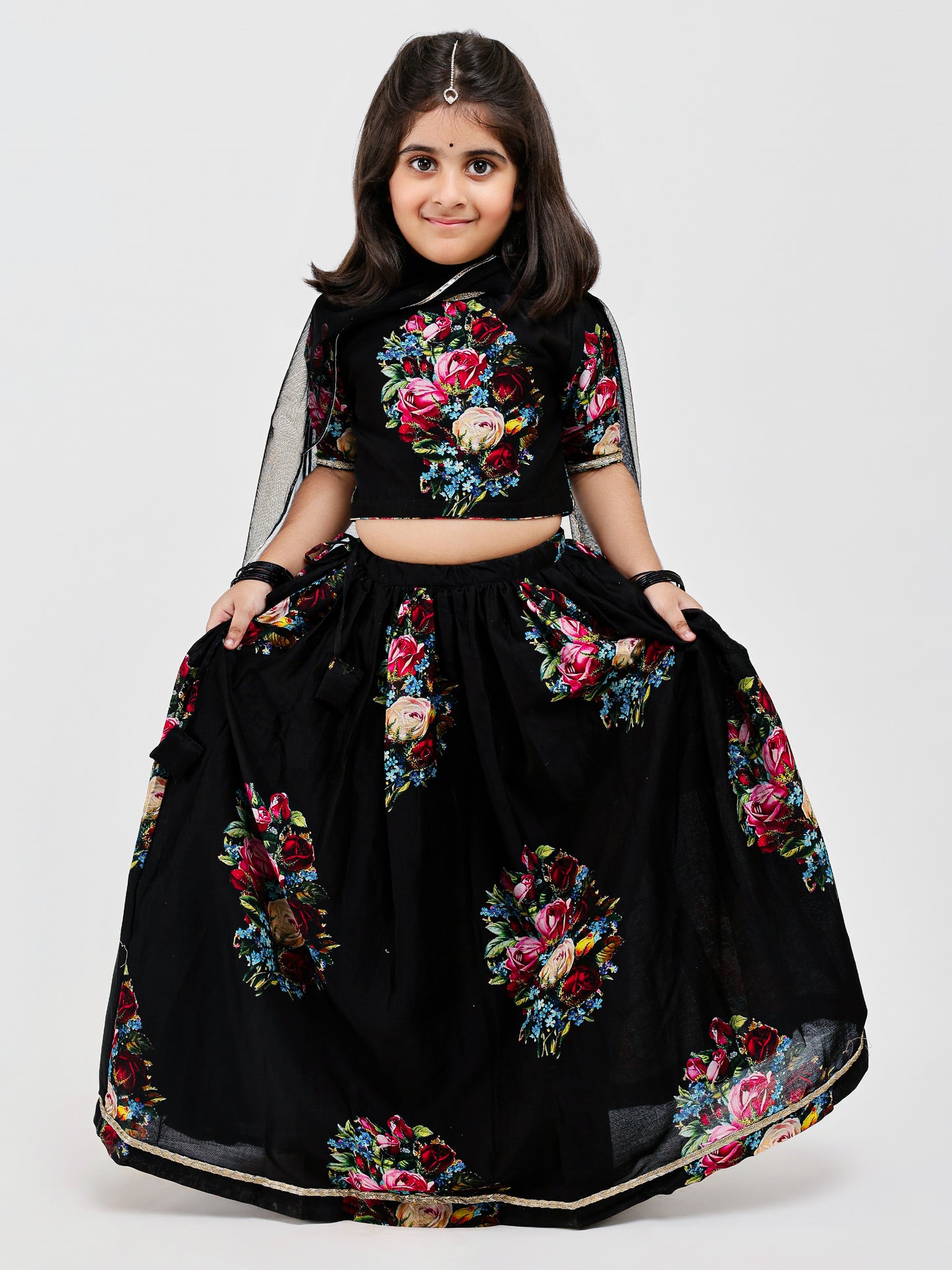 Black Floral Lehenga