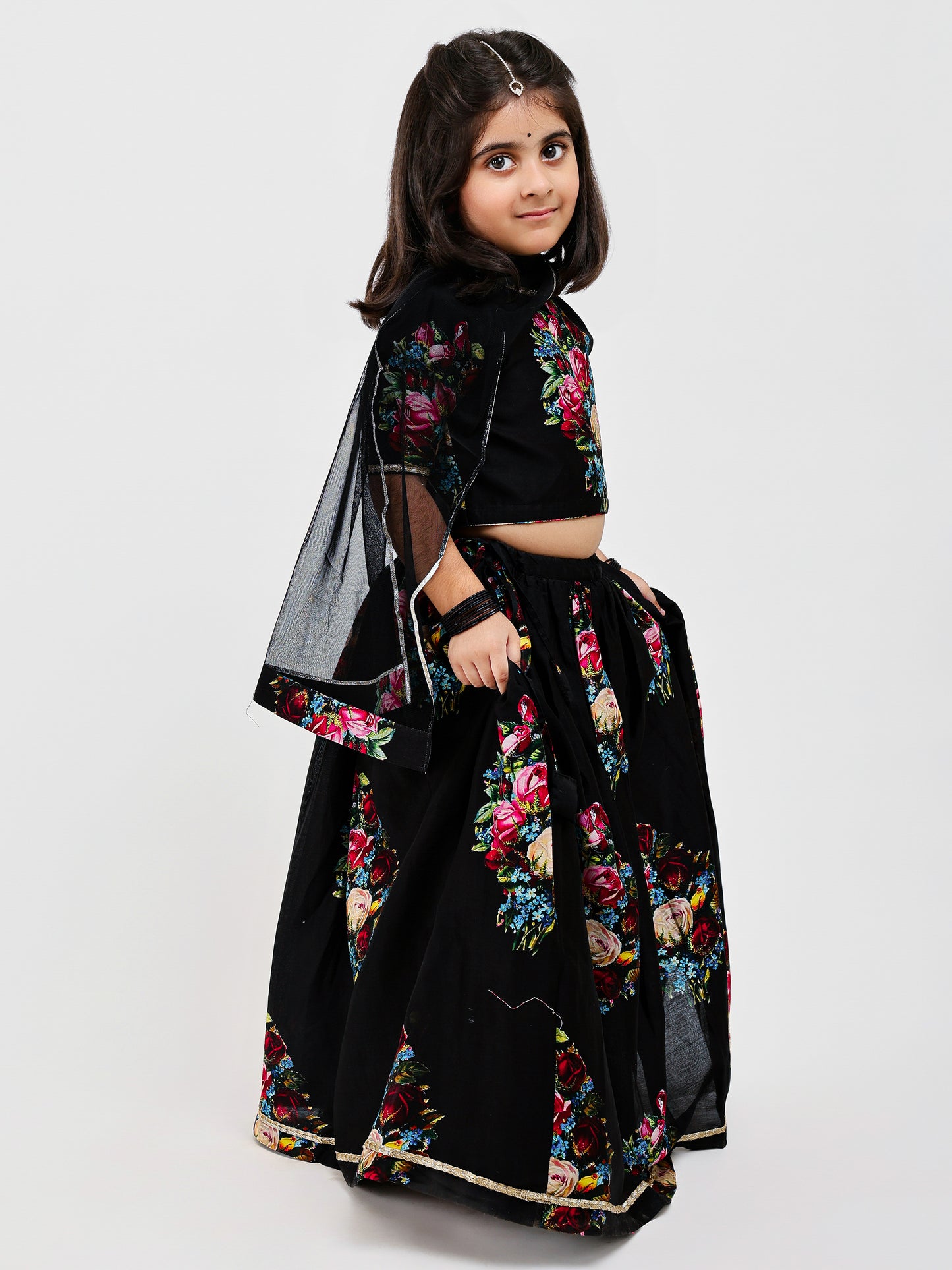 Black Floral Lehenga