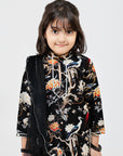 Black Floral and bird Print Kurta Payjama