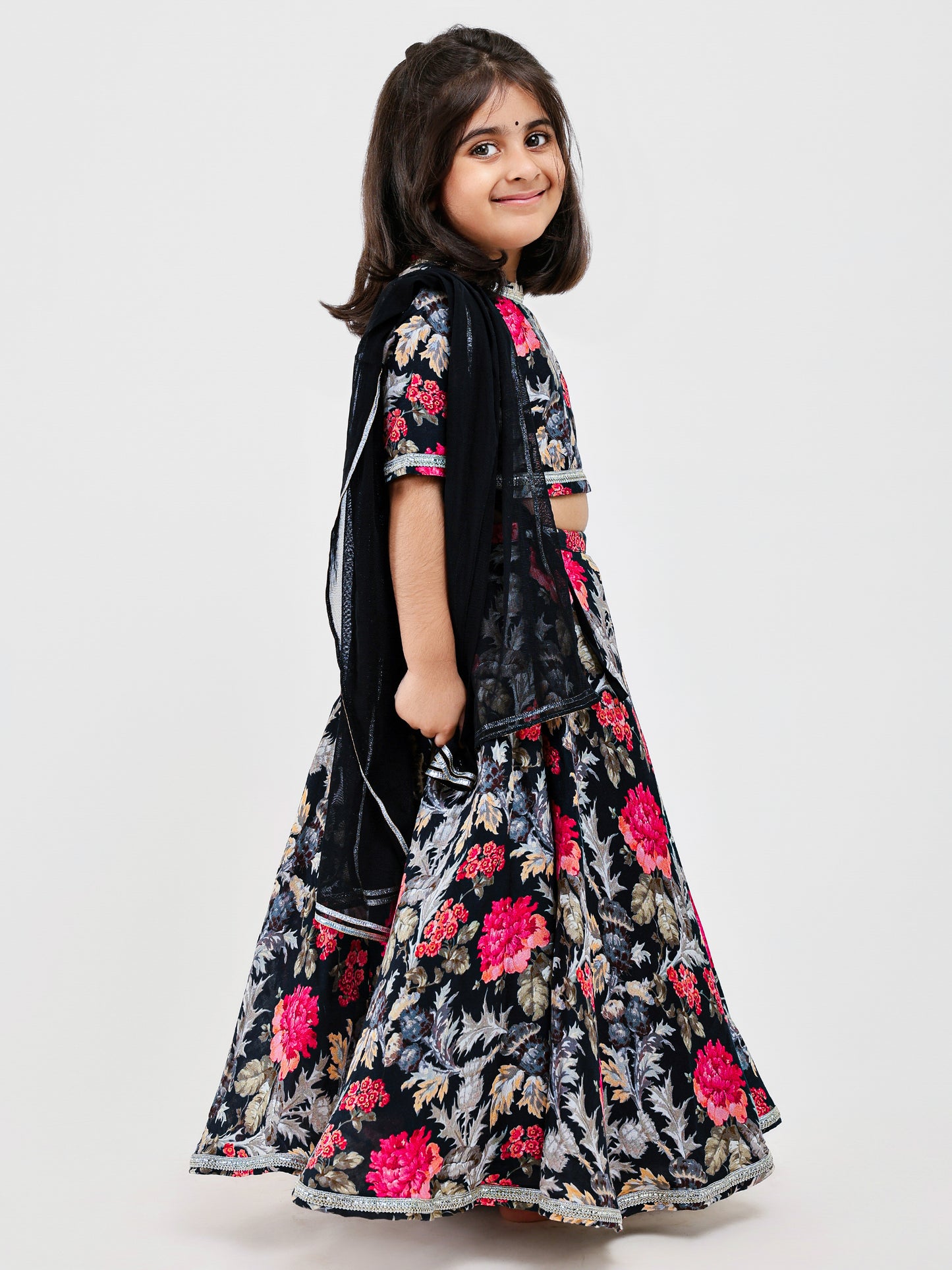 Black Floral Lehenga