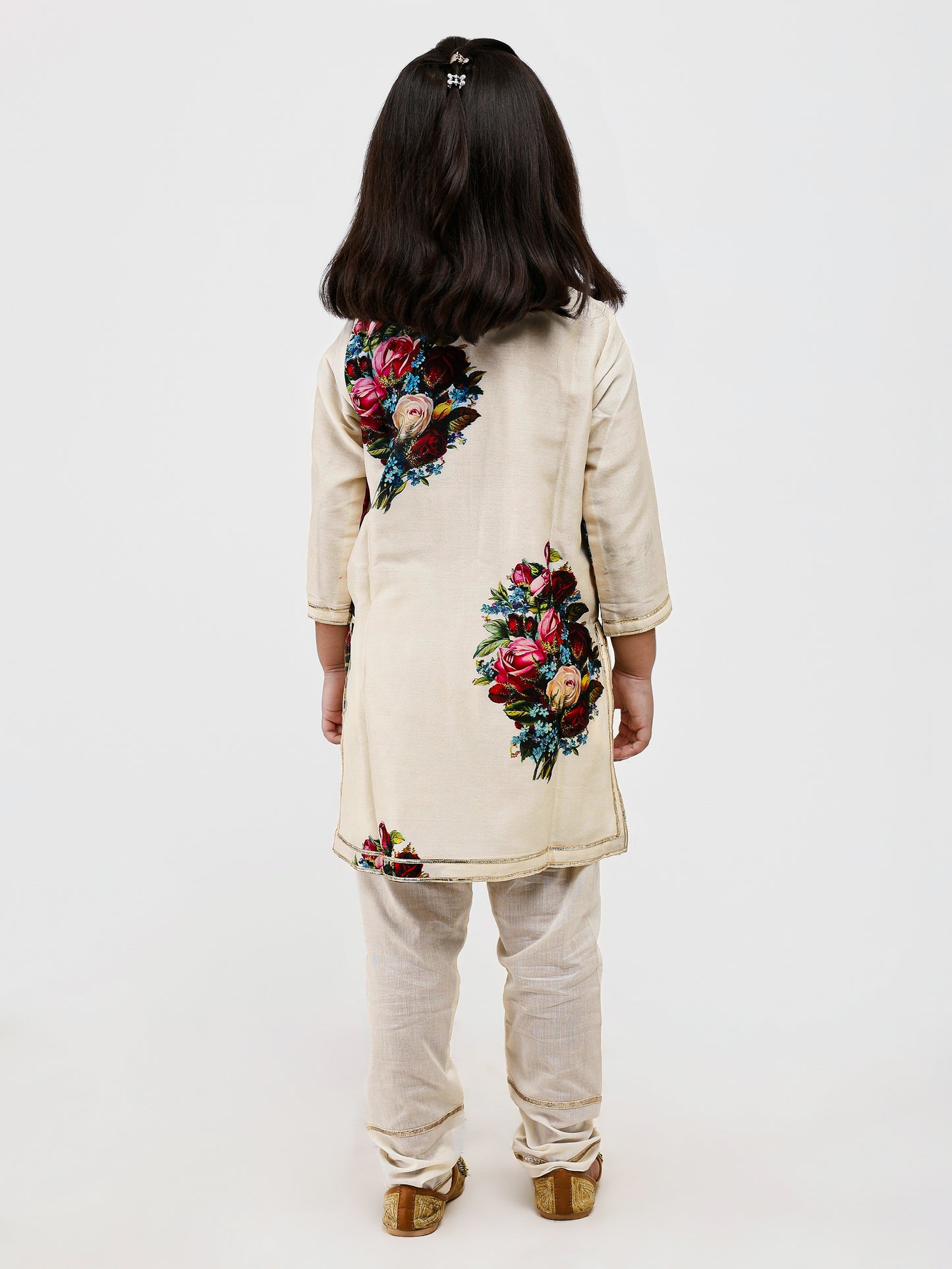 Ivory Floral Printed Kurta Payjama