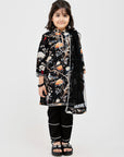 Black Floral and bird Print Kurta Payjama