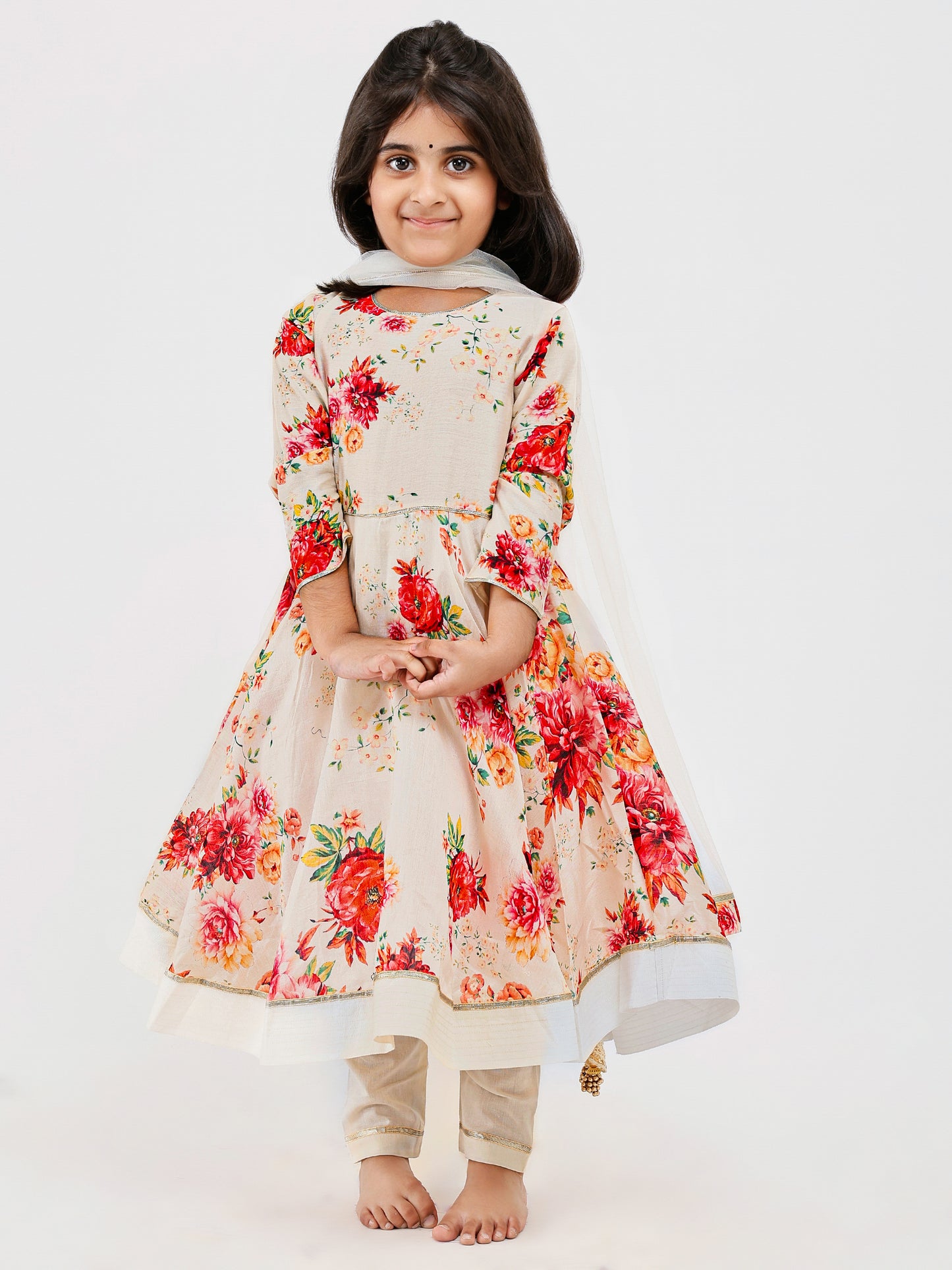 Ivory Floral Anarkali